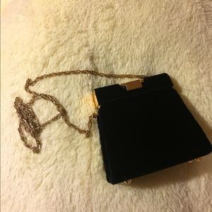 Black Clutch/Coin Purse with Gold Chain
